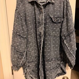 Easel Distressed Blue Jean Jacket